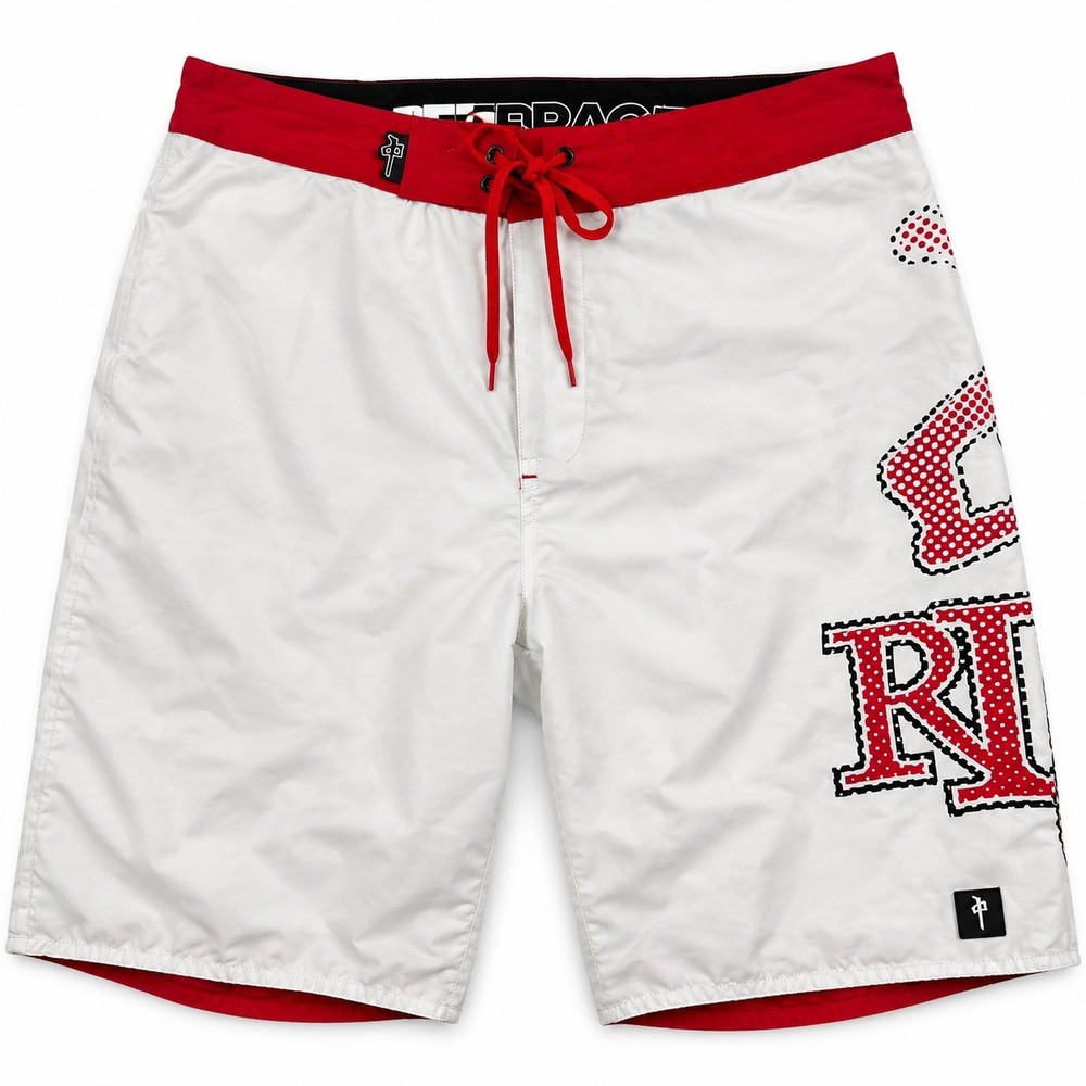 Red Dragon RDS Board Shorts Men's 34 White Red Skate Surf Swim Trunks Logo